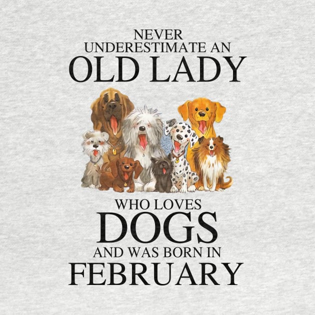 Never Underestimate An Old Lady Who Loves Dogs And Was Born In February by louismcfarland